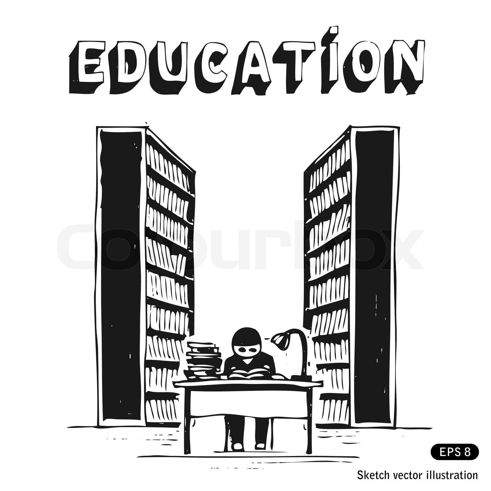 studenten-in-der-bibliothek-stock-vektor-colourbox