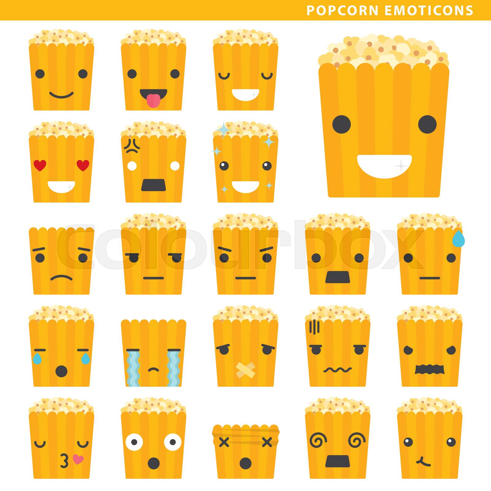 popcorn emoticons Stock vector Colourbox