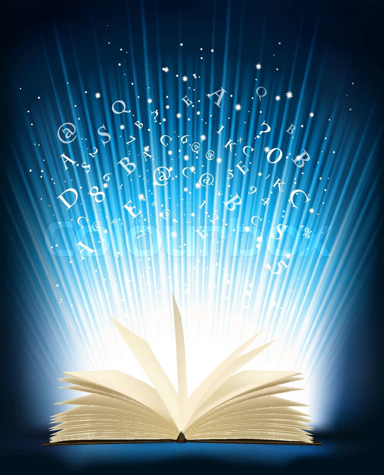 Opened magic book with magic light Vector illustration | Stock vector