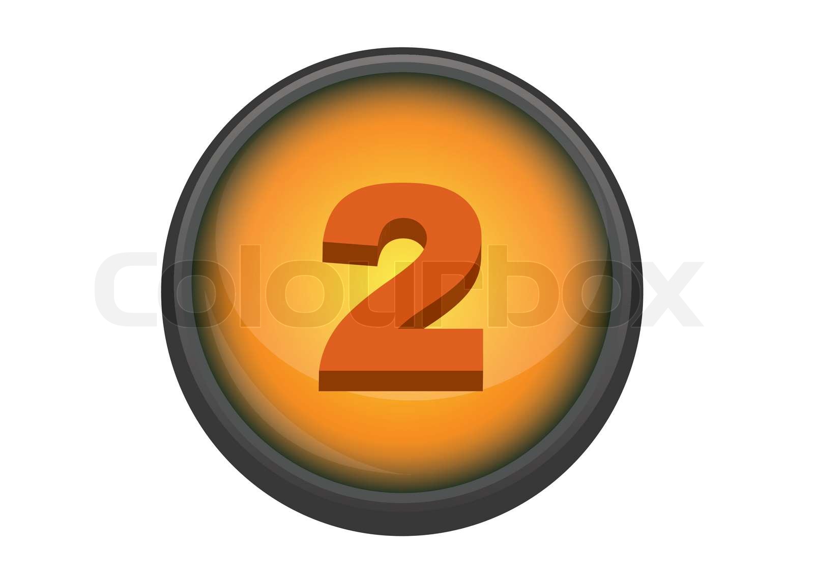 Number 2 on an orange button | Stock vector | Colourbox