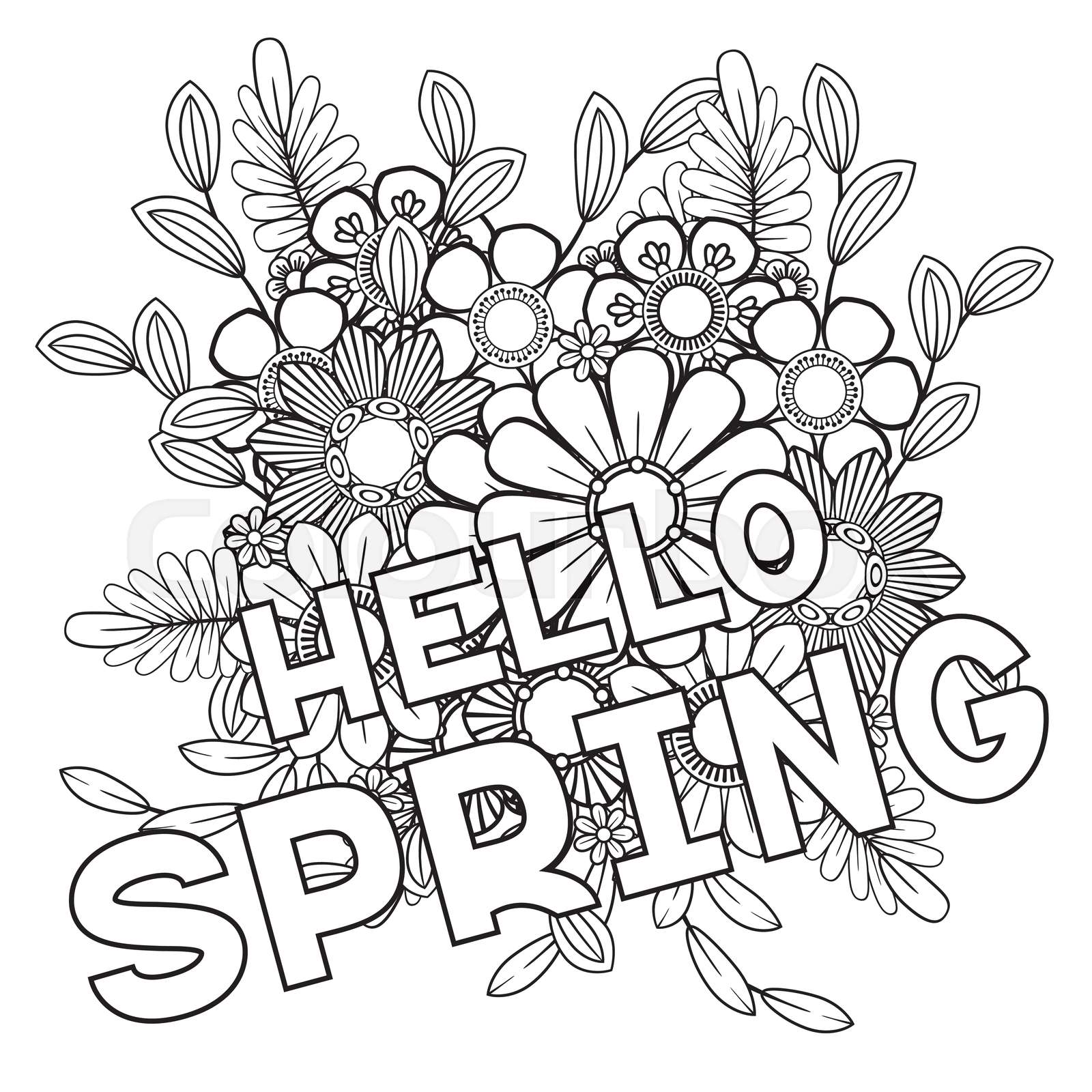 Hello spring coloring page Stock - 1600px COLOURBOX42257829