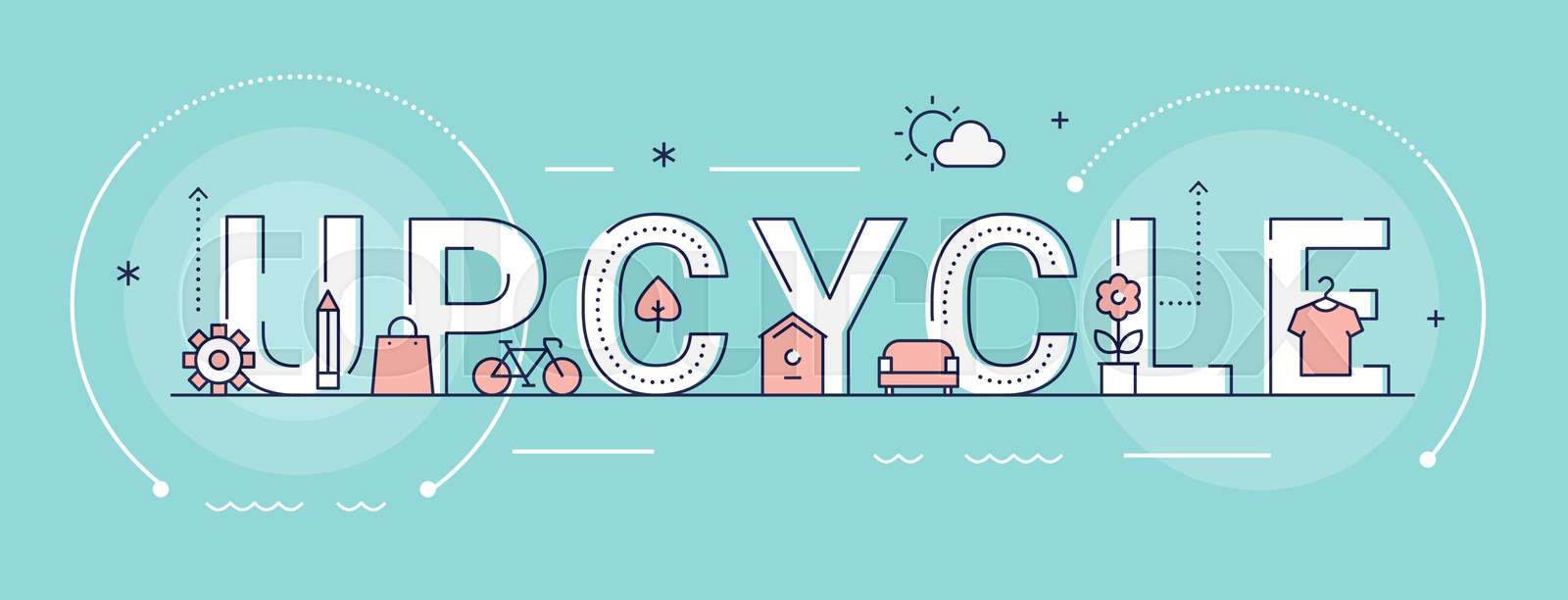 Upcycle Creative Illustrated Word Sign. Vector Design Stock vector