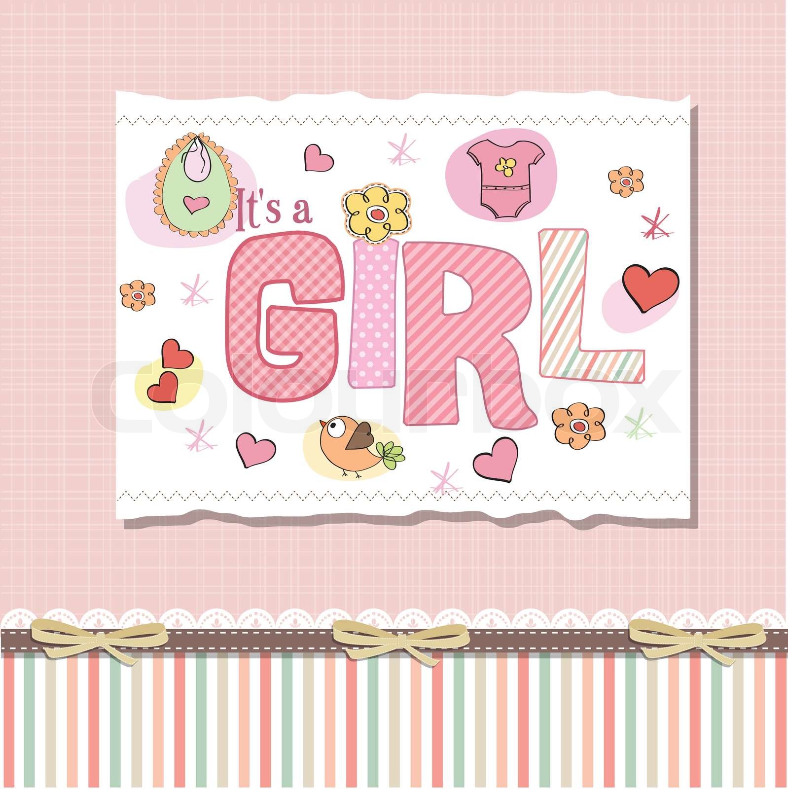 baby girl shower card Stock vector Colourbox