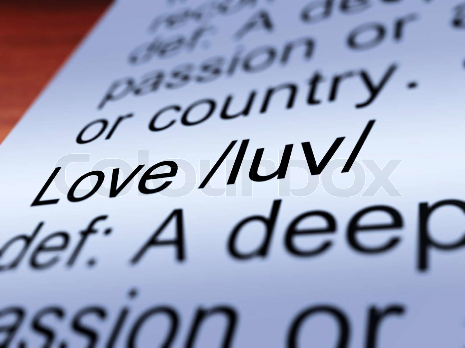 Love Definition Closeup Showing Affection Stock Image Colourbox