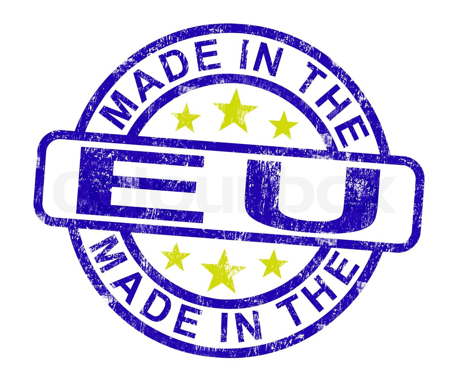 hergestellt in der Eu Briefmarke zeigt Produkt oder Produkte aus der ...