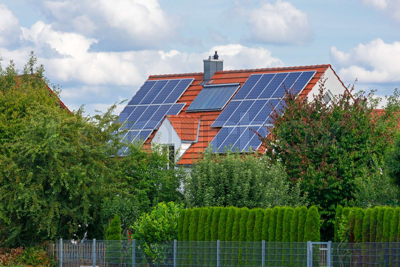 Modern House with Photovoltaic and Solar Heating System | Stock image