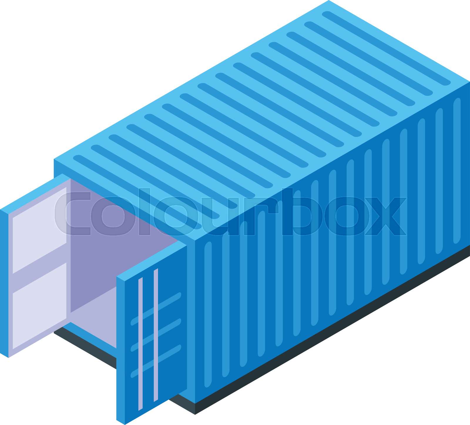 Blue cargo container icon, isometric style | Stock vector | Colourbox