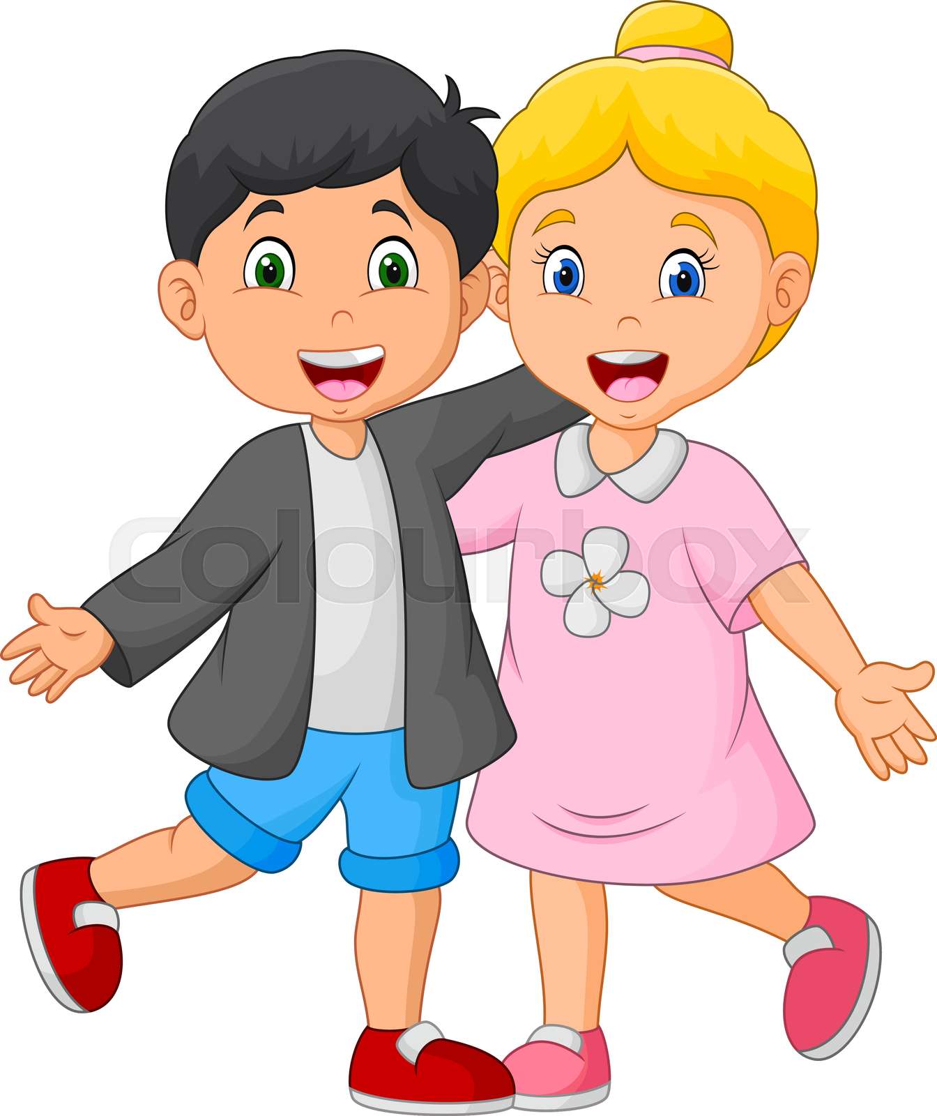 Funny Happy couple kid cartoon | Stock vector | Colourbox