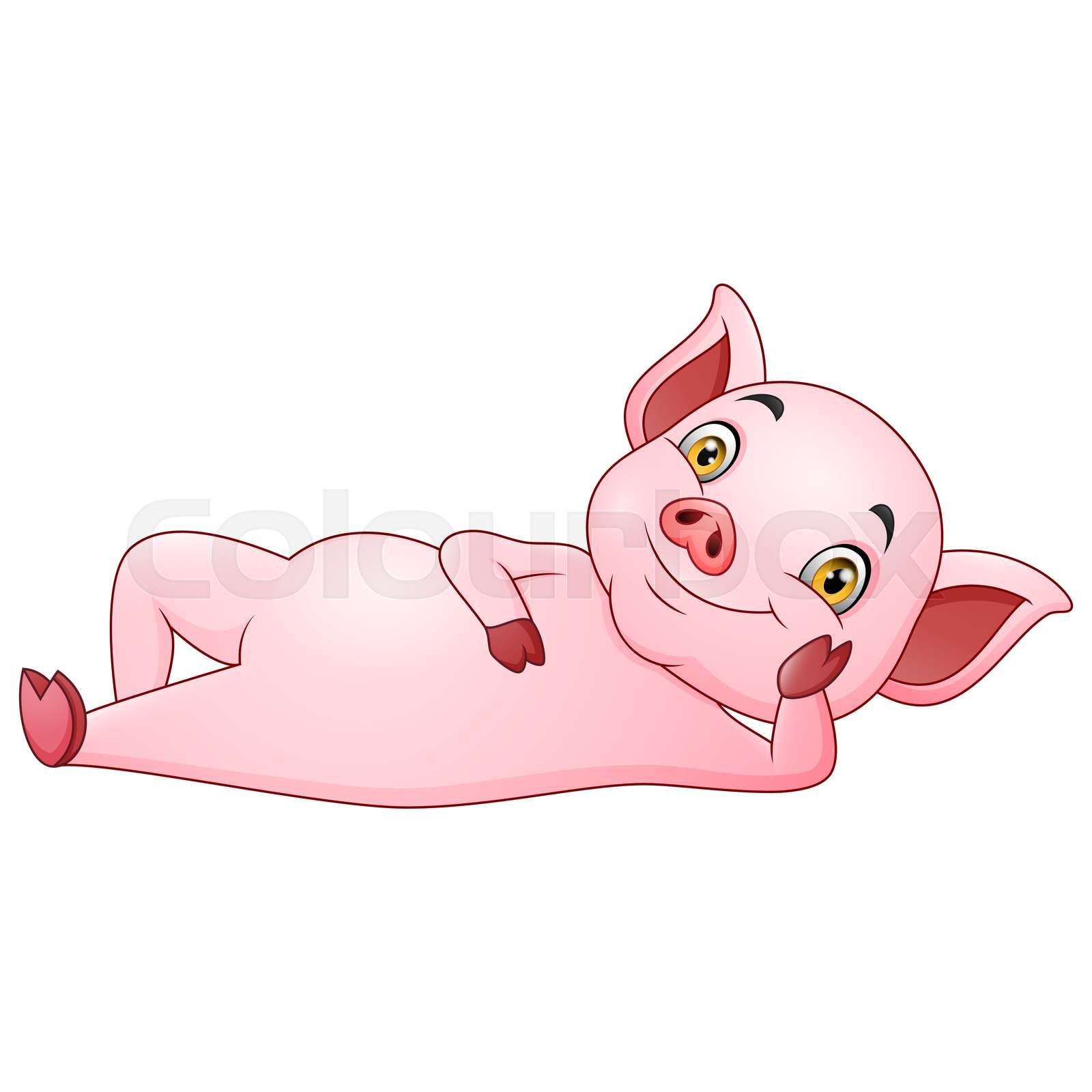 Cute Pig cartoon laying on the floor Stock vector Colourbox