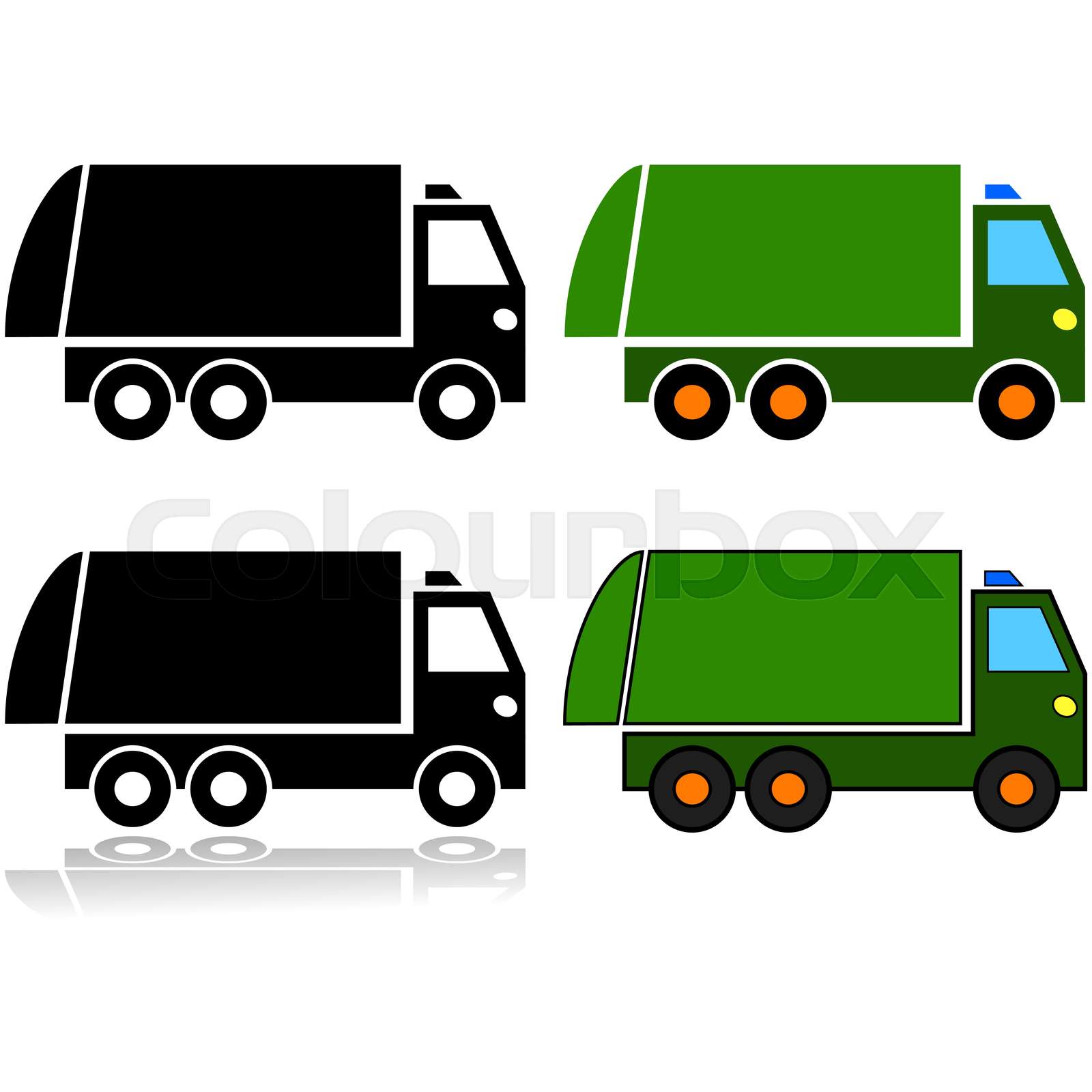 Garbage truck icon set Stock vector Colourbox