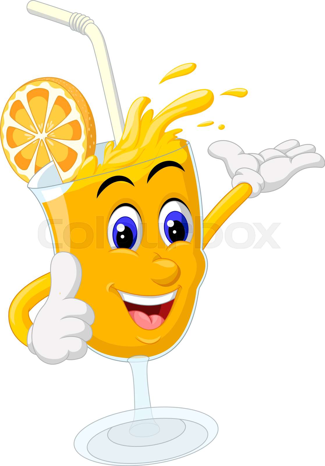 Funny A Glass of Orange Juice Cartoon | Stock vector | Colourbox