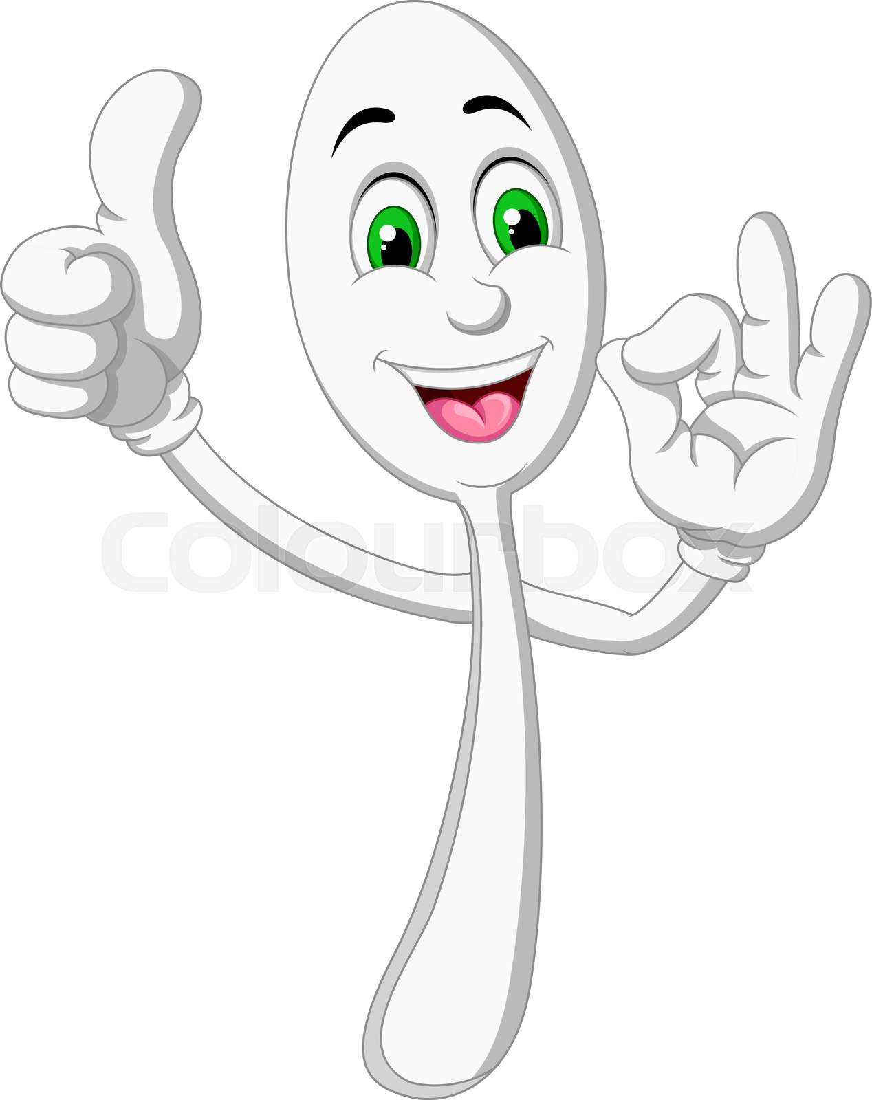 Funny White Spoon Thumbs Up Cartoon Stock vector Colourbox