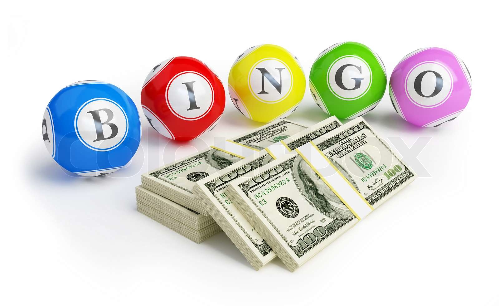 bingo balls dollars Stock image Colourbox