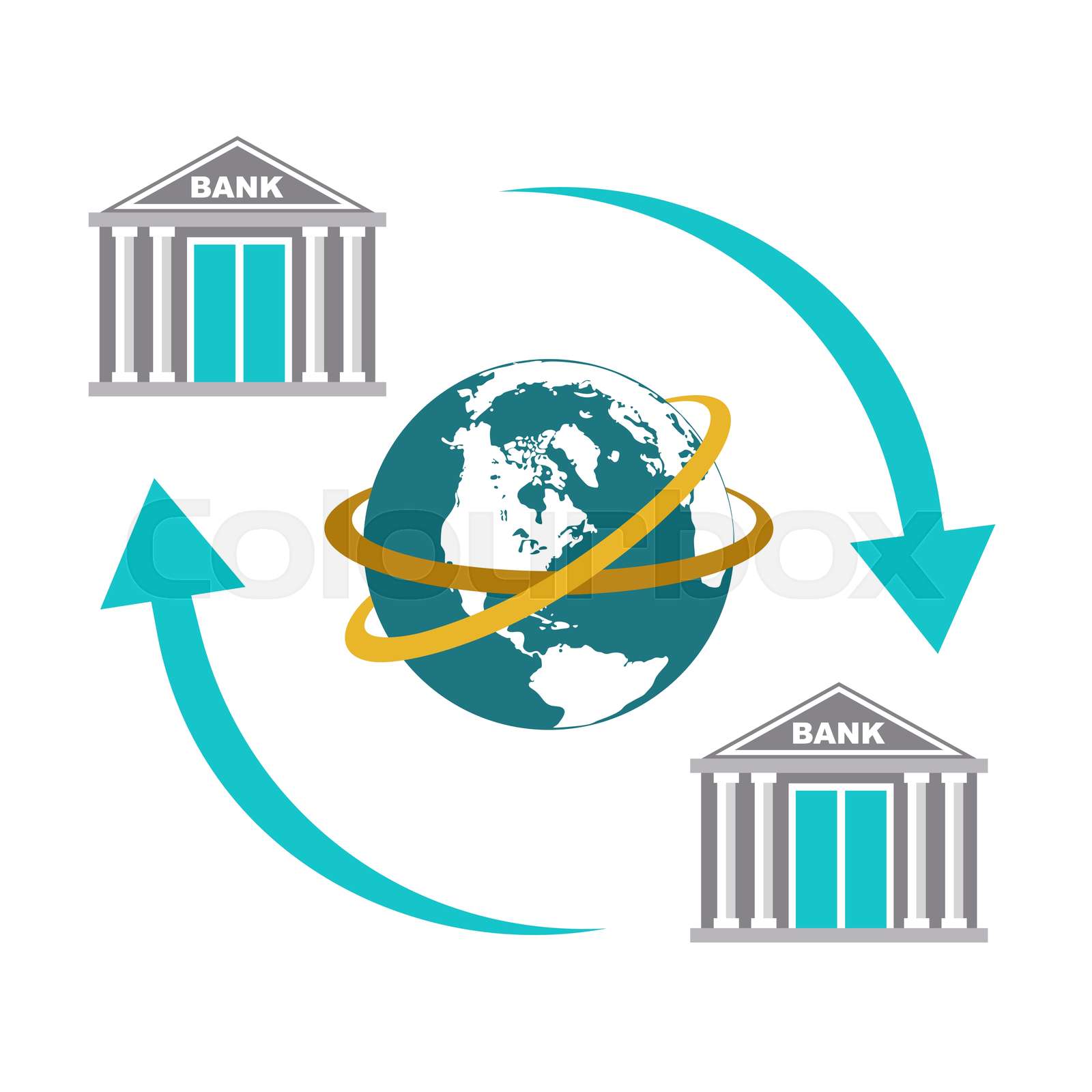 Transfer money from the bank. Cash transactions Stock vector Colourbox