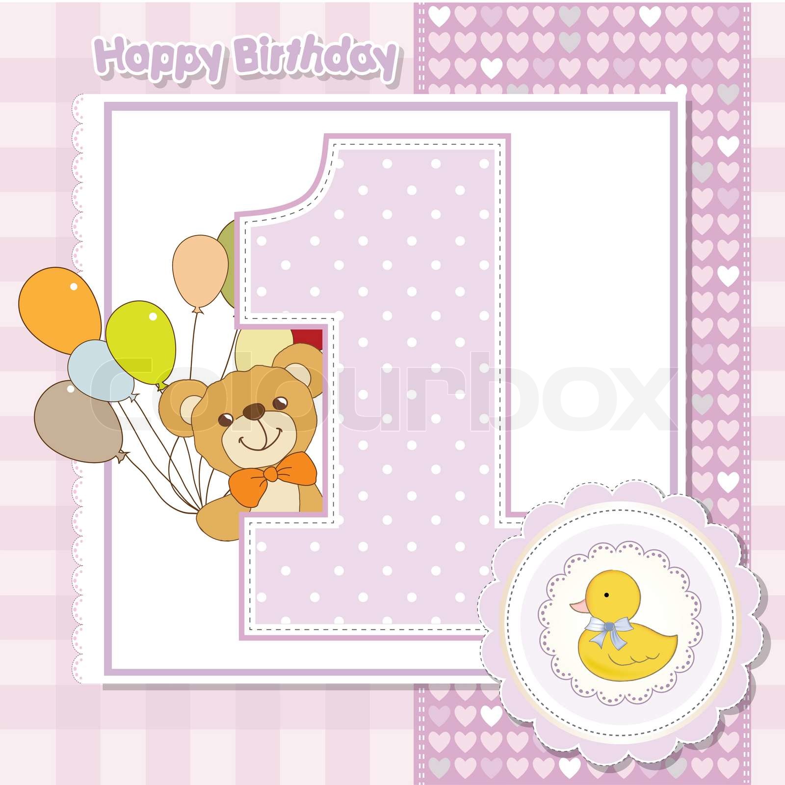 Teddy bear with balloons and number 1 | Stock vector | Colourbox