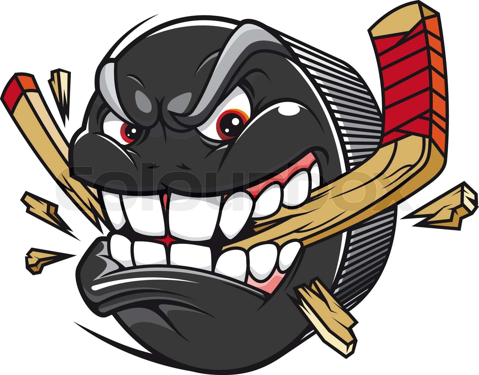 Hockey puck break hockey stick Stock vector Colourbox