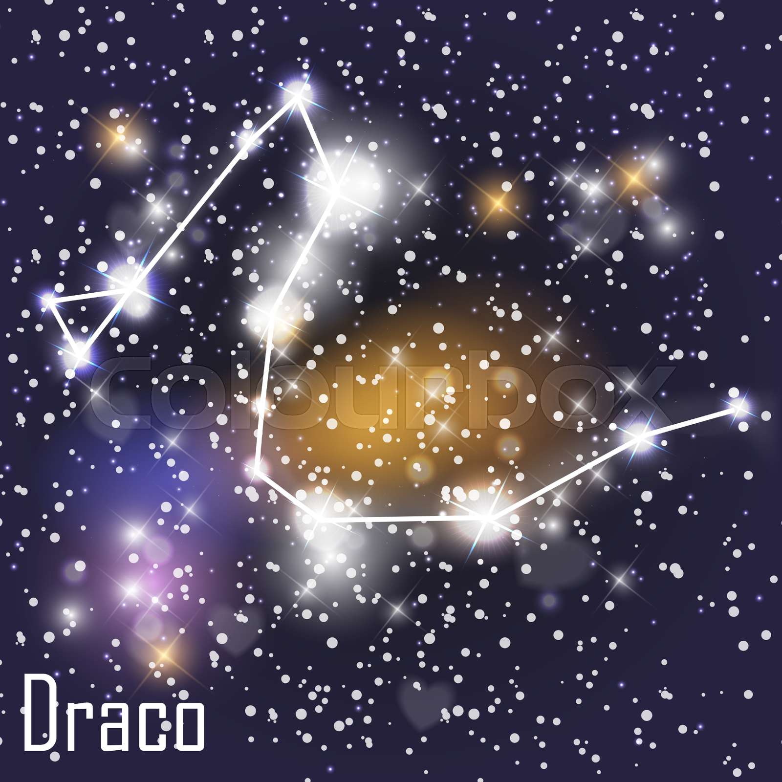 Draco Constellation with Beautiful Bright Stars on the Background of