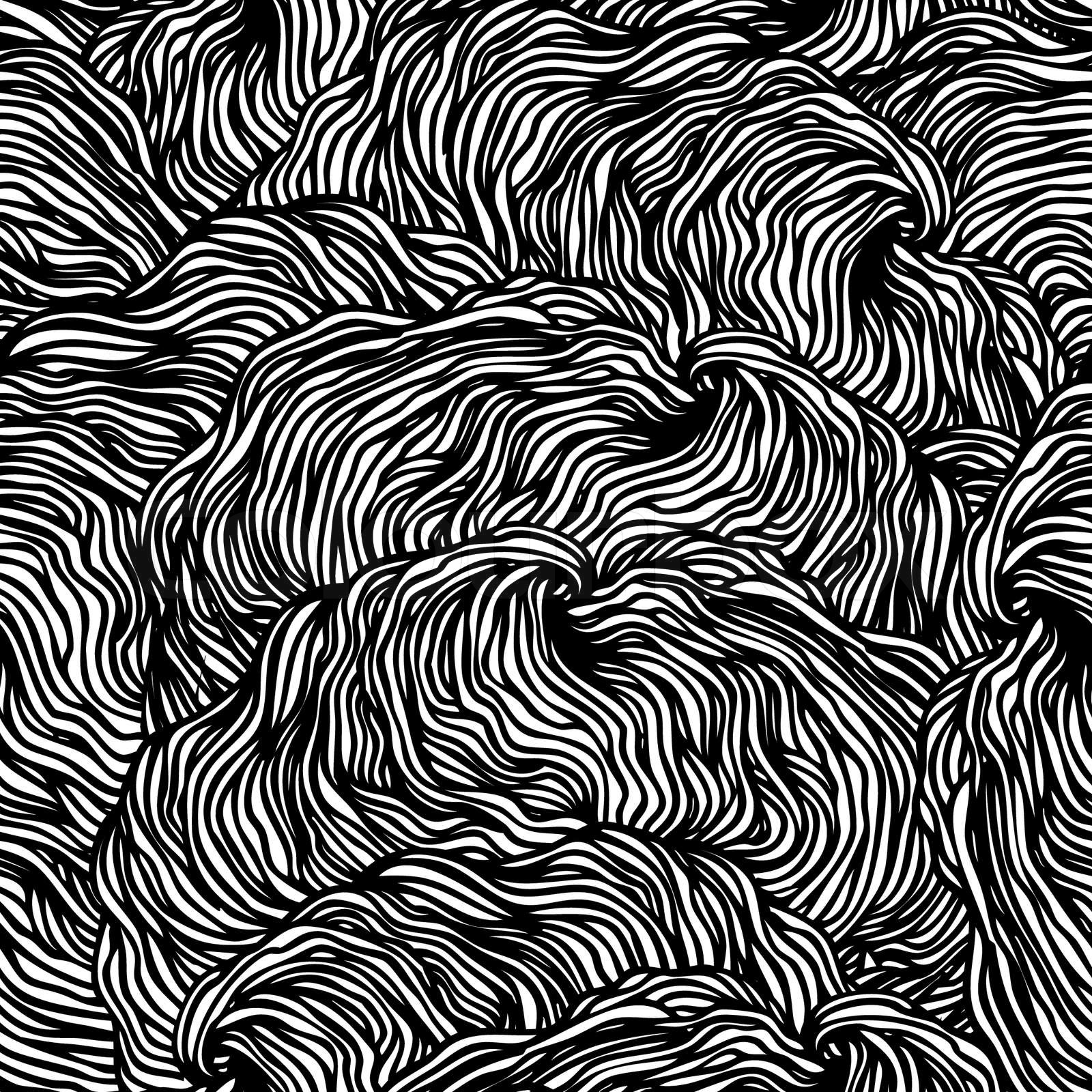 Vector seamless black and white abstract hand-drawn pattern | Stock