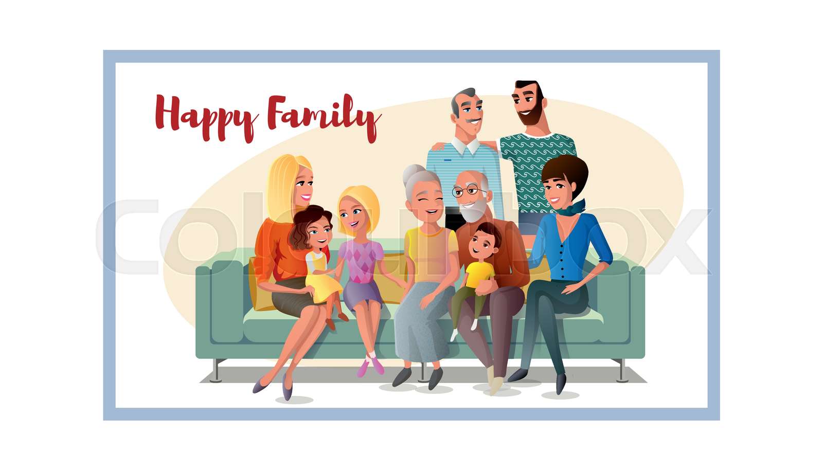 Big Happy Family Gathering Together at Home Vector Stock vector