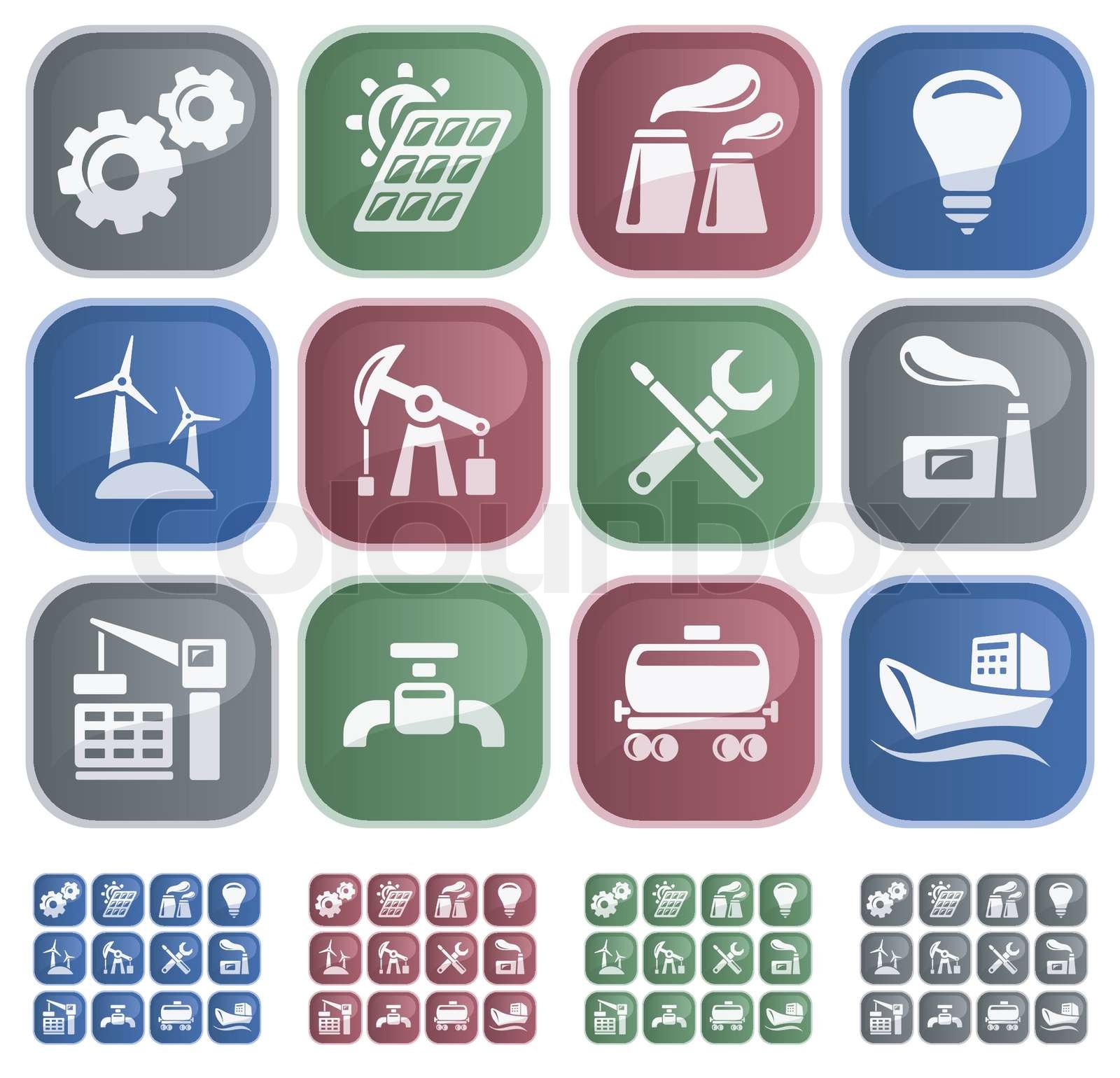 Industrial button set Stock vector Colourbox
