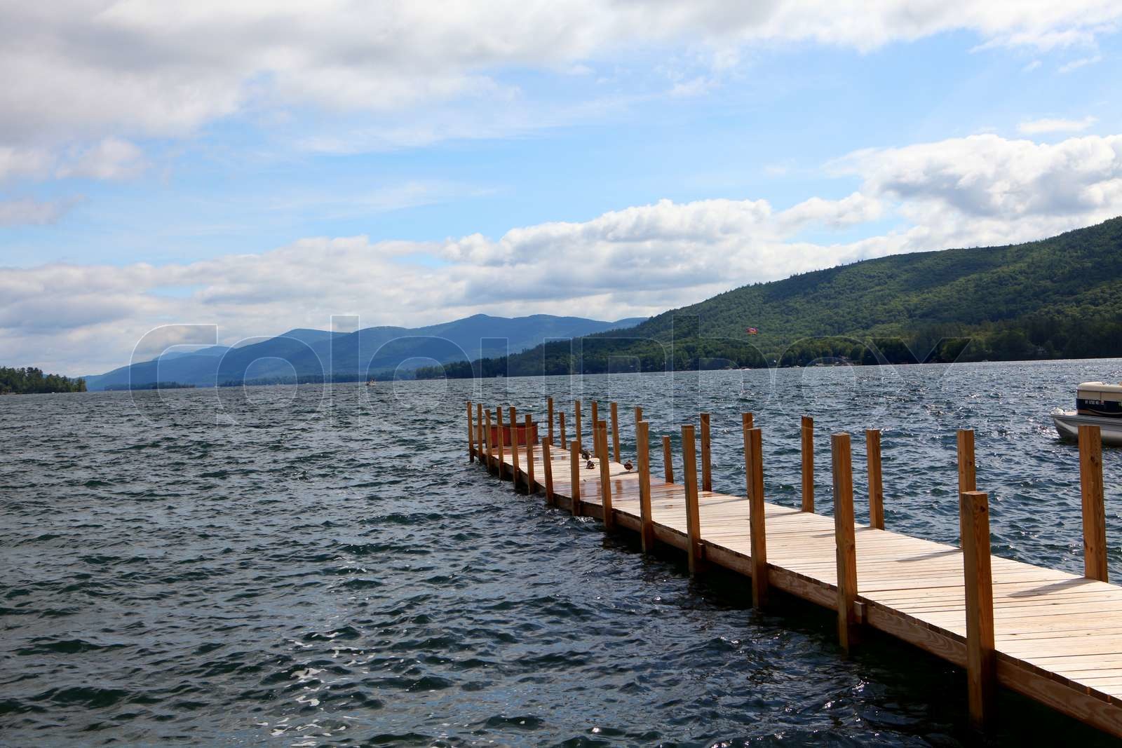 wooden dock on Lake NY Stock image Colourbox