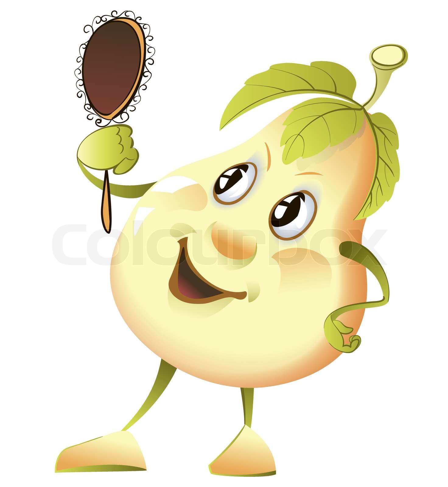 Comic Birne mit einem Spiegel StockVektor Colourbox