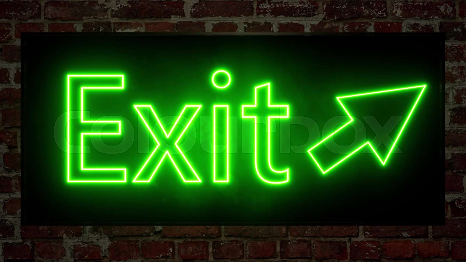 Enter exit neon sign . Open door. Escape sign. Vintage cinema metal