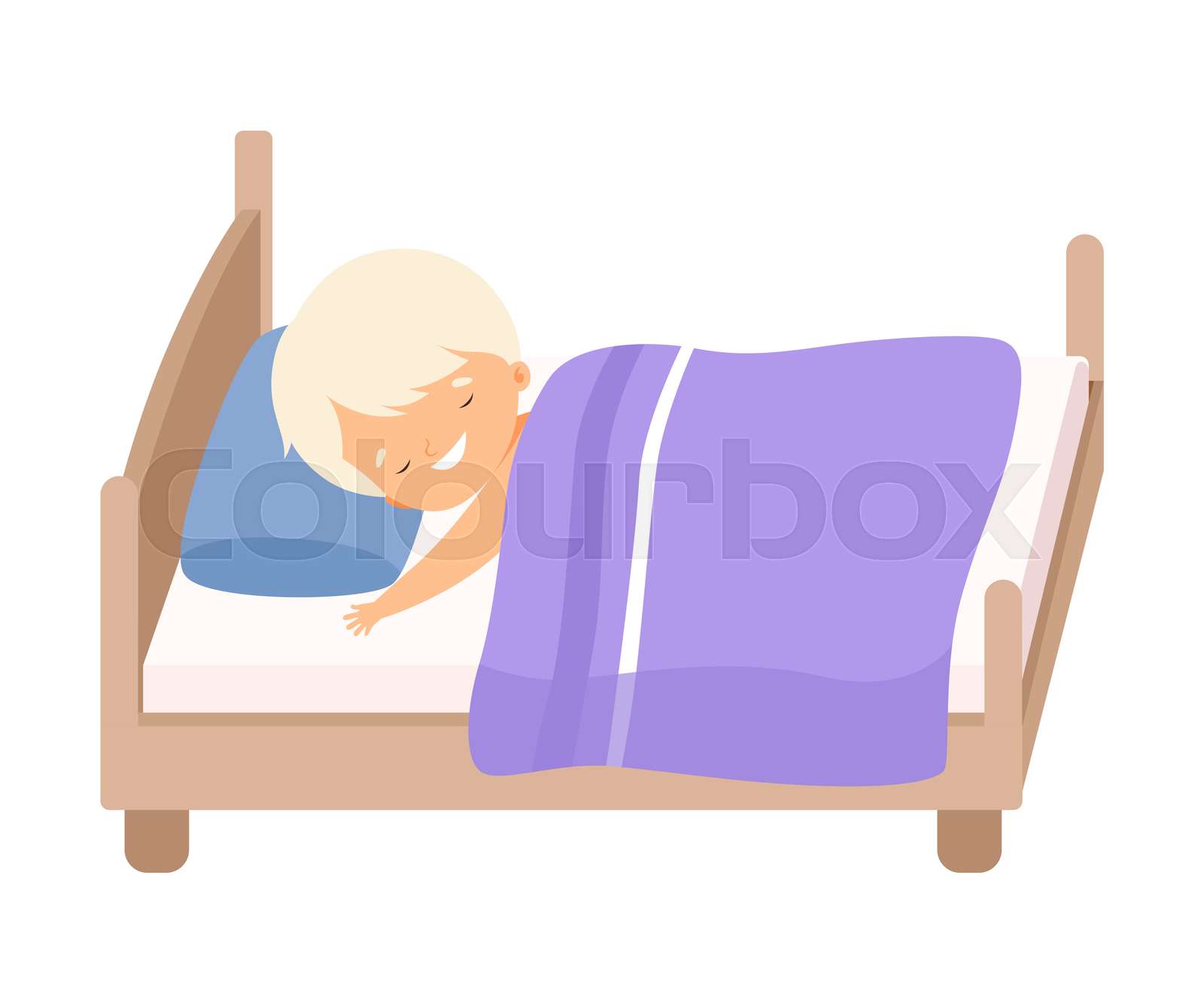Cute Smiling Blond Little Boy Sleeping Sweetly in His Bed under Blanket ...