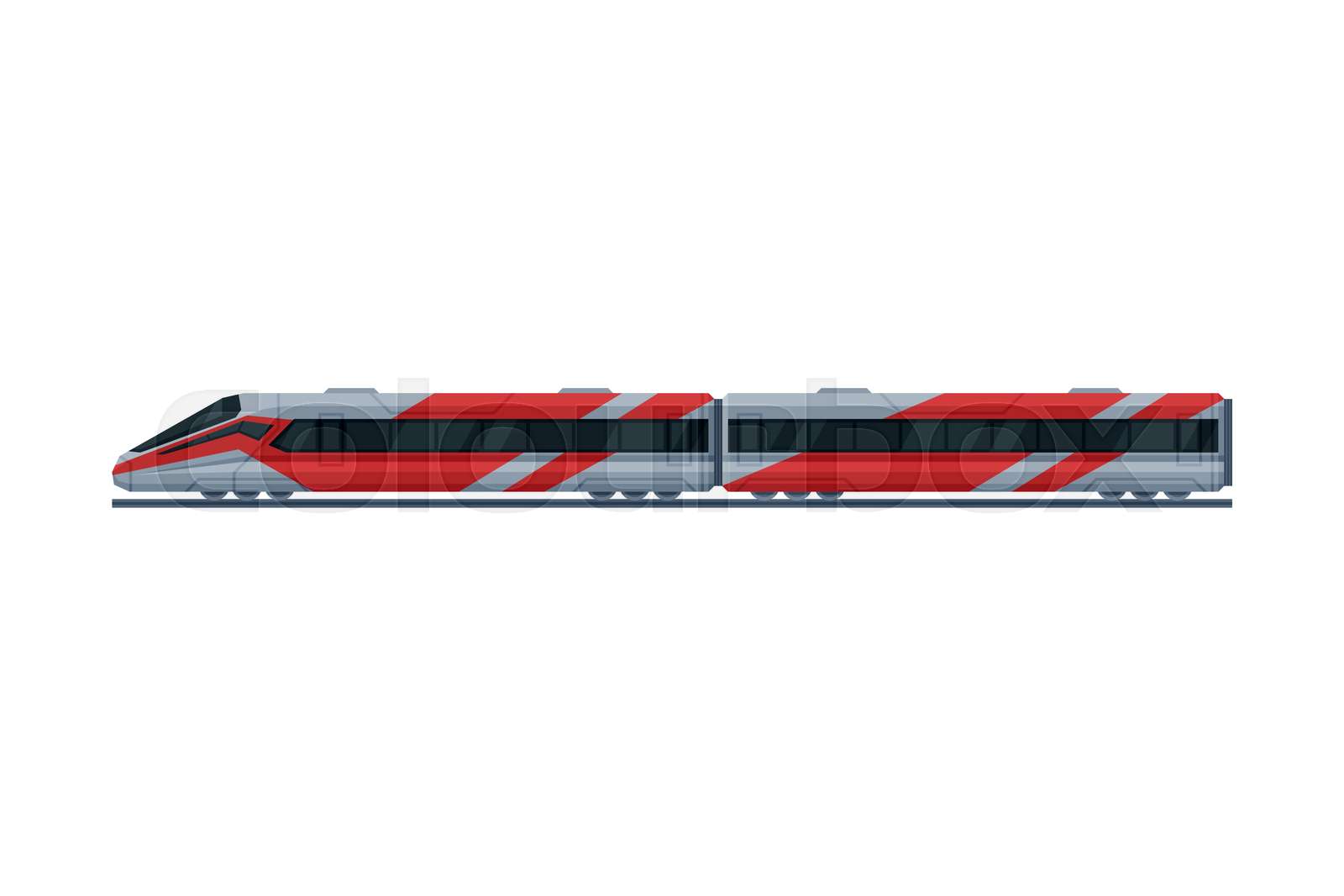 Modern High Speed Train, Side View, Public Transportation Vehicle Flat