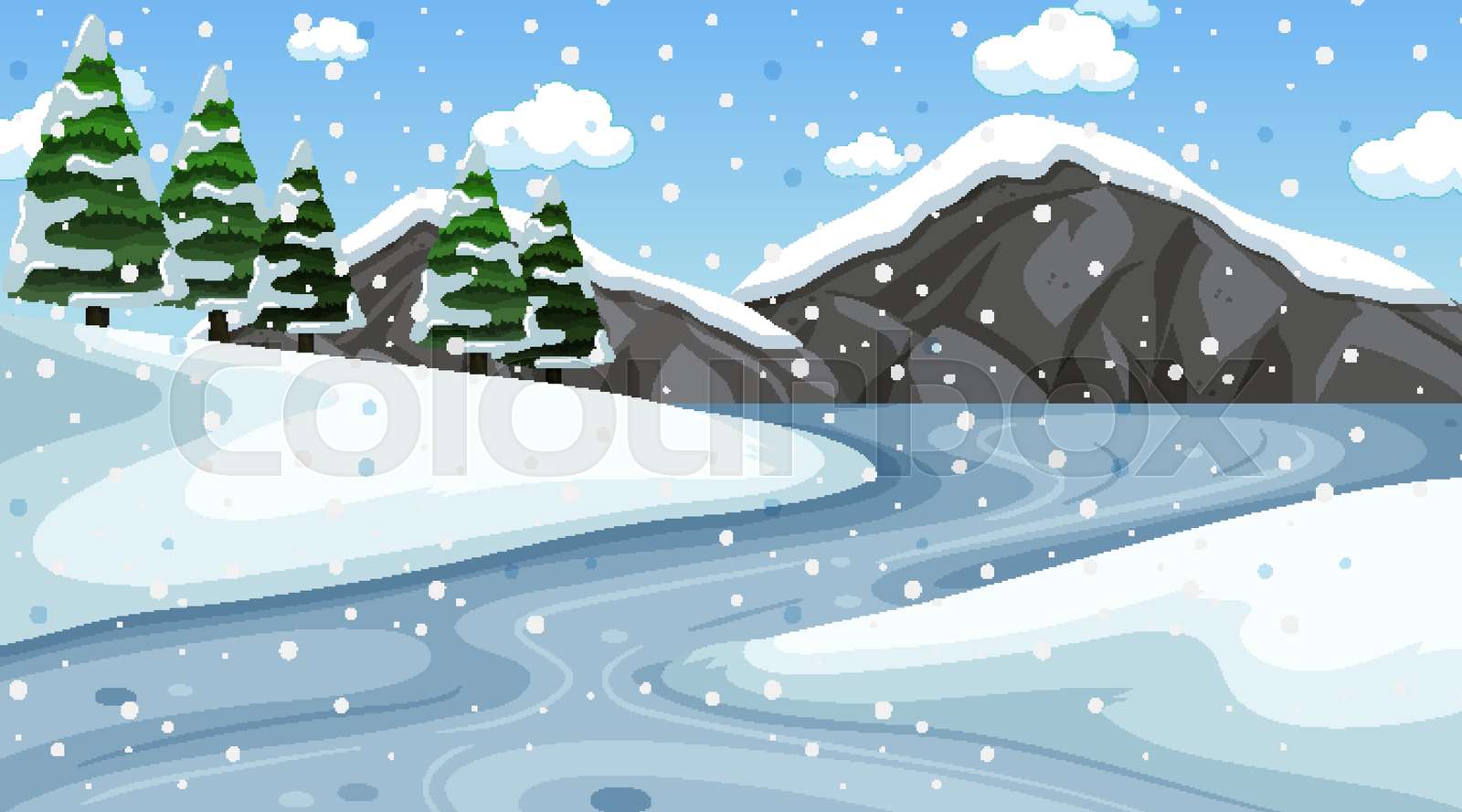 Background scene with snow in the field | Stock vector | Colourbox