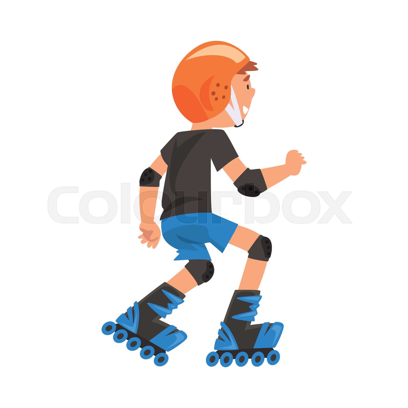 Rollerblading Boy, Cute Child Roller Skating, Teenager Outdoor Activity ...