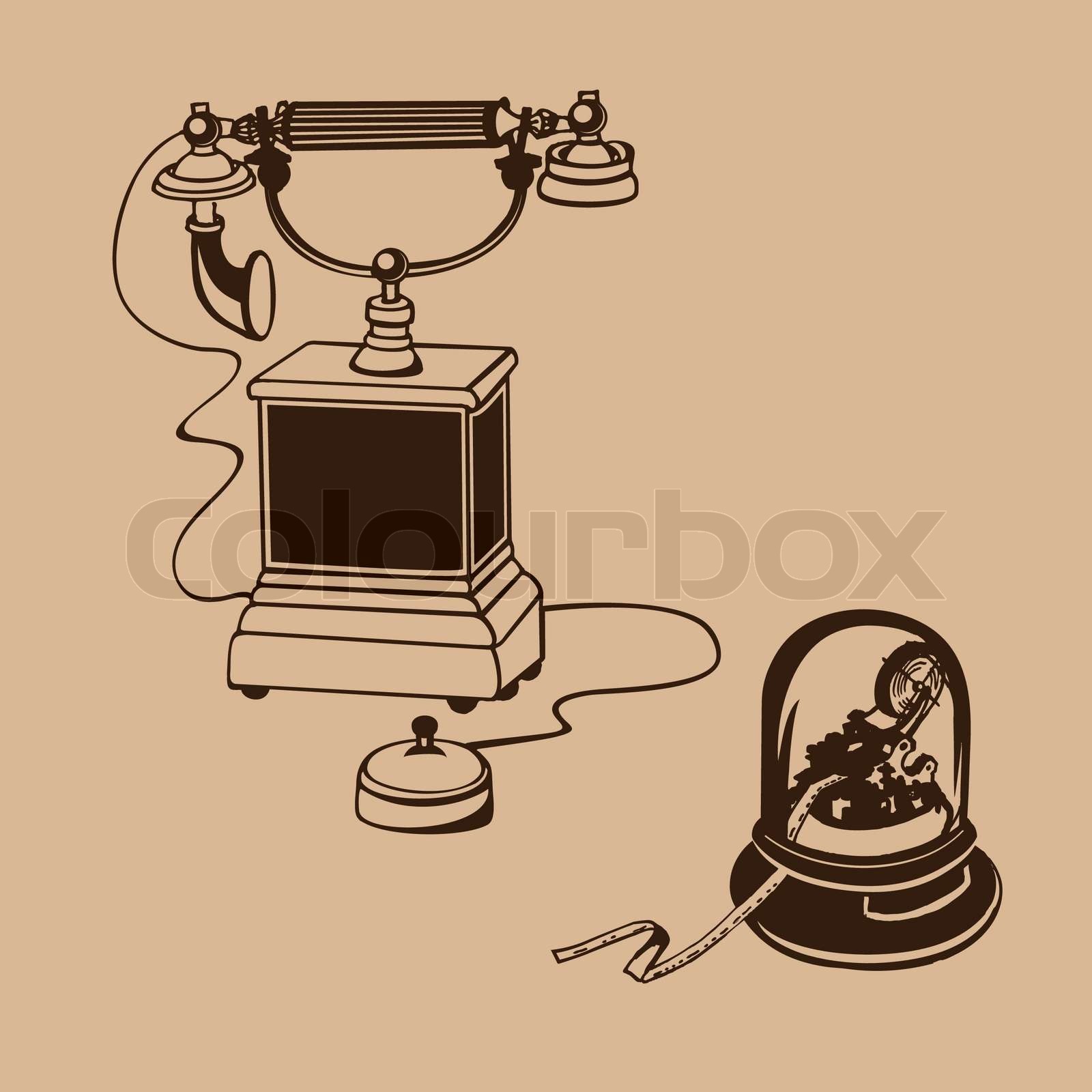 Retro A Dialogue On The Phone Two Handsets Cartoon Vector