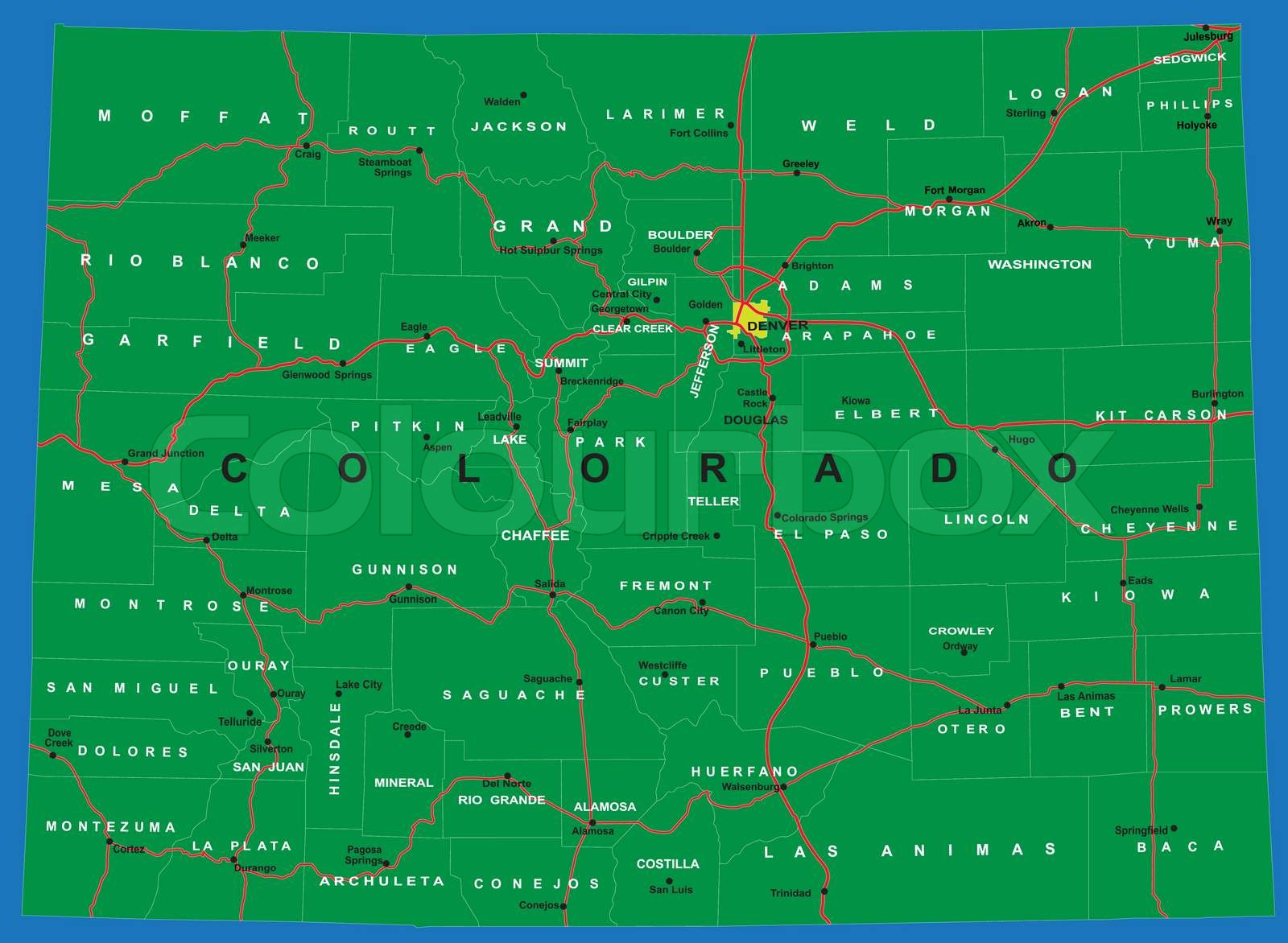 Colorado State Karte | Stock-Vektor | Colourbox