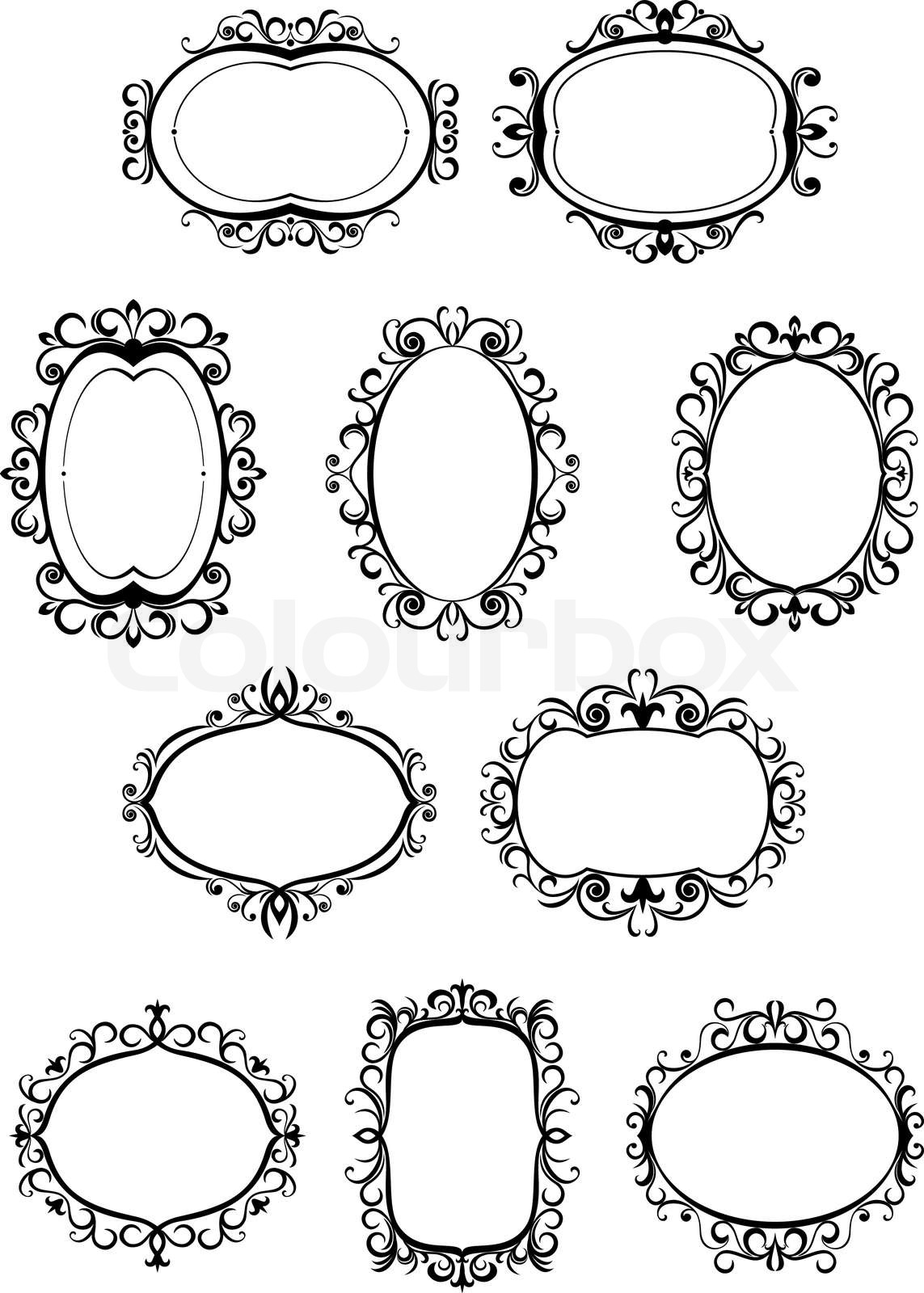 Retro Frames Mit Verzierungen Stock Vektor Colourbox