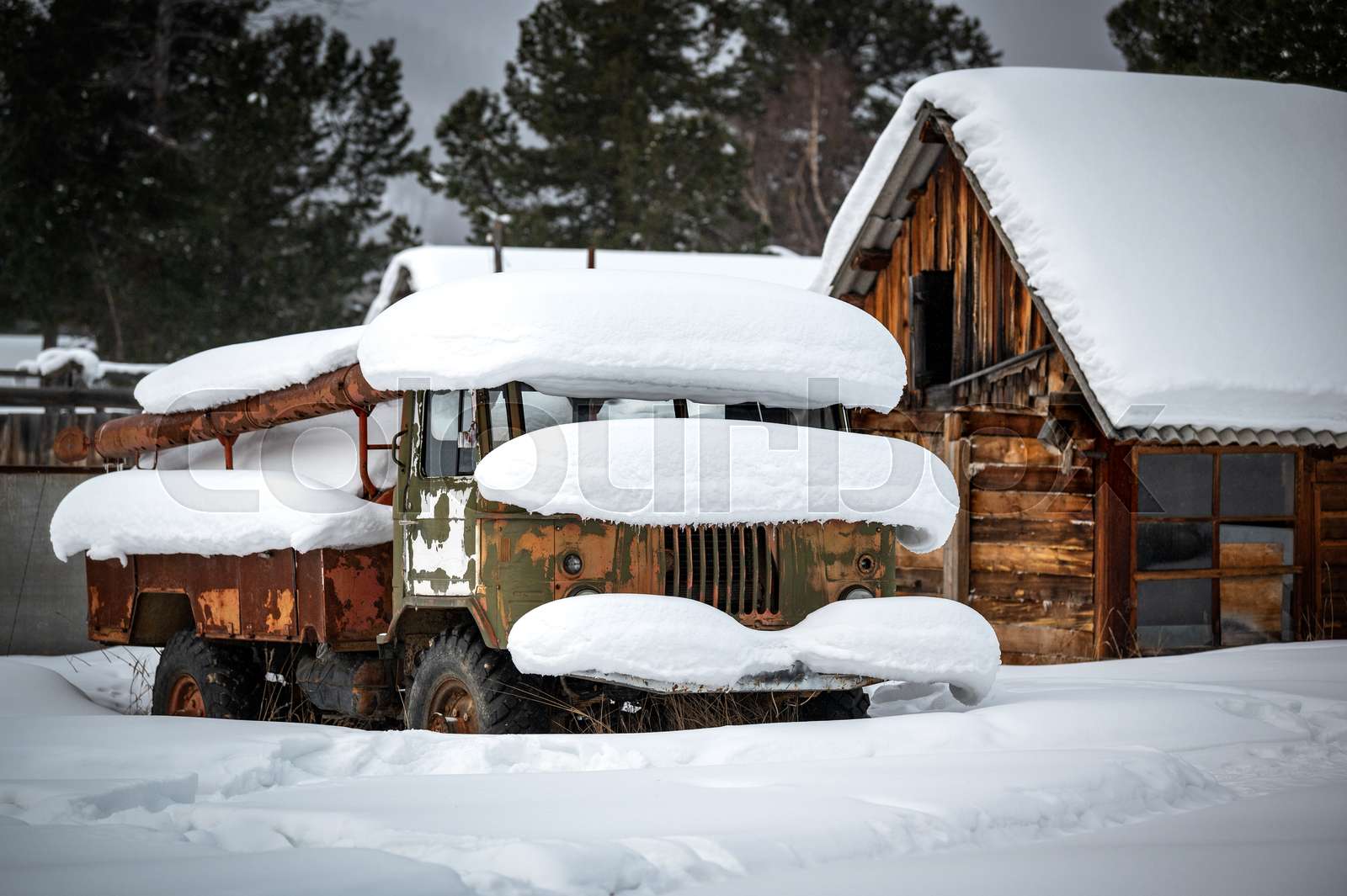 Traditional siberian house in the Davsha reserve Stock image Colourbox