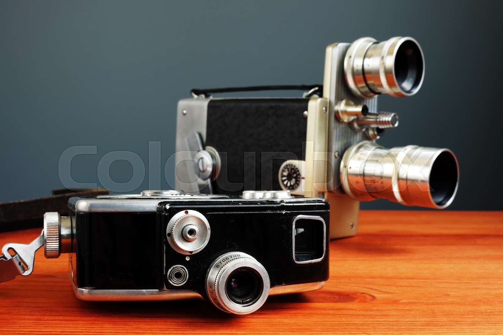 Vintage old compact film cameras for shooting movies. Video Blogging