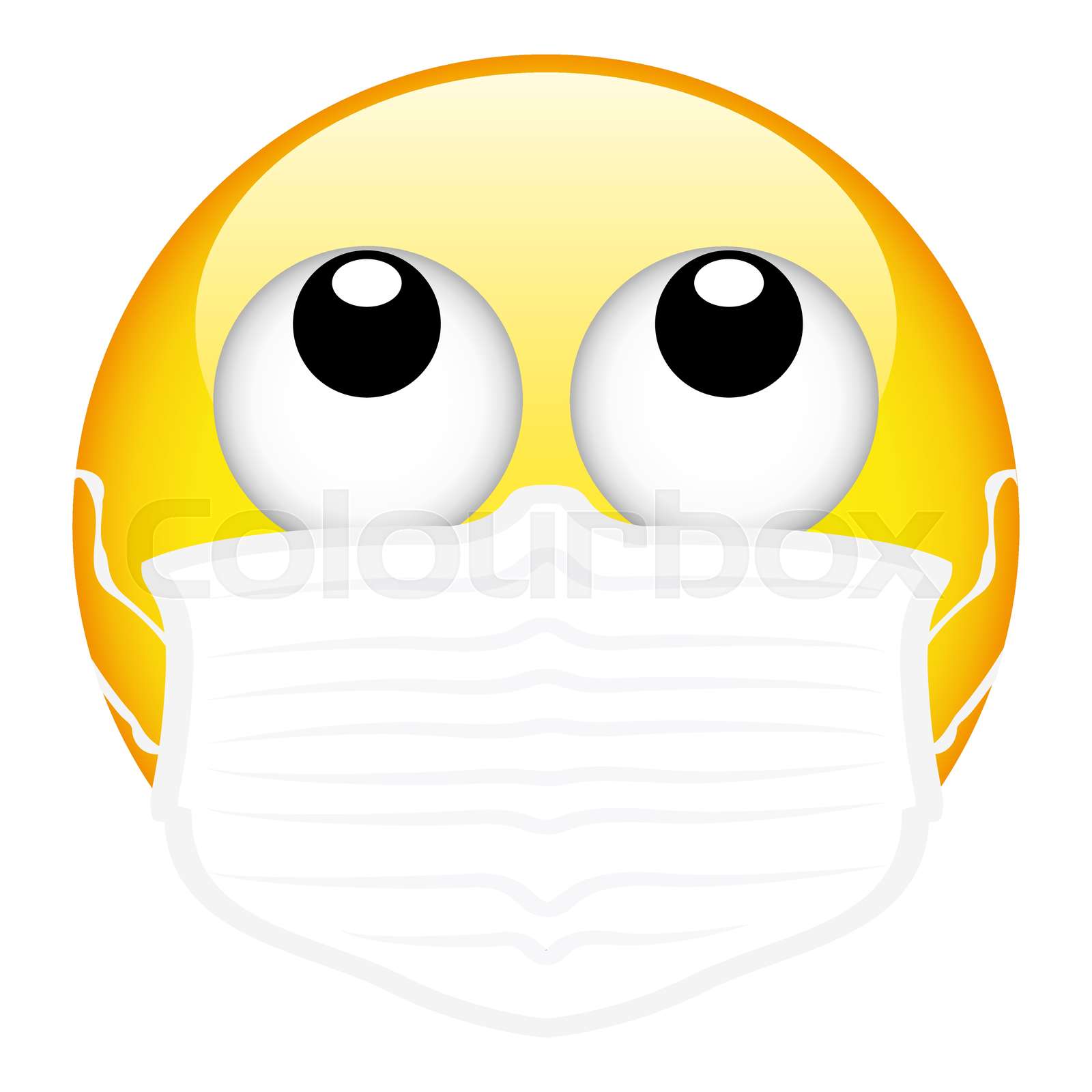 Yellow emoji wearing a surgical mask, emoticon medical mask, vector