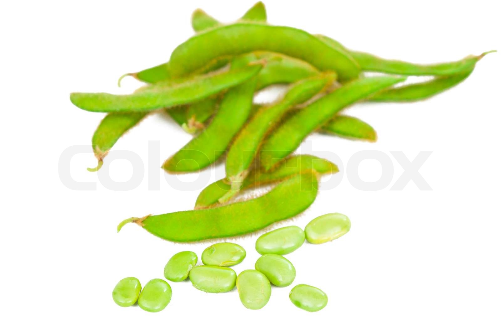 Green soybeans isolated Stock image Colourbox