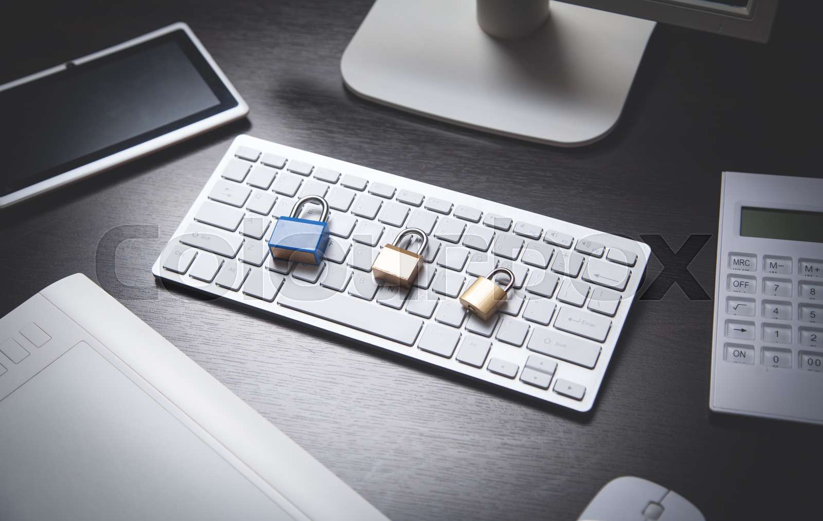 Padlocks on the computer keyboard. Security Stock image Colourbox