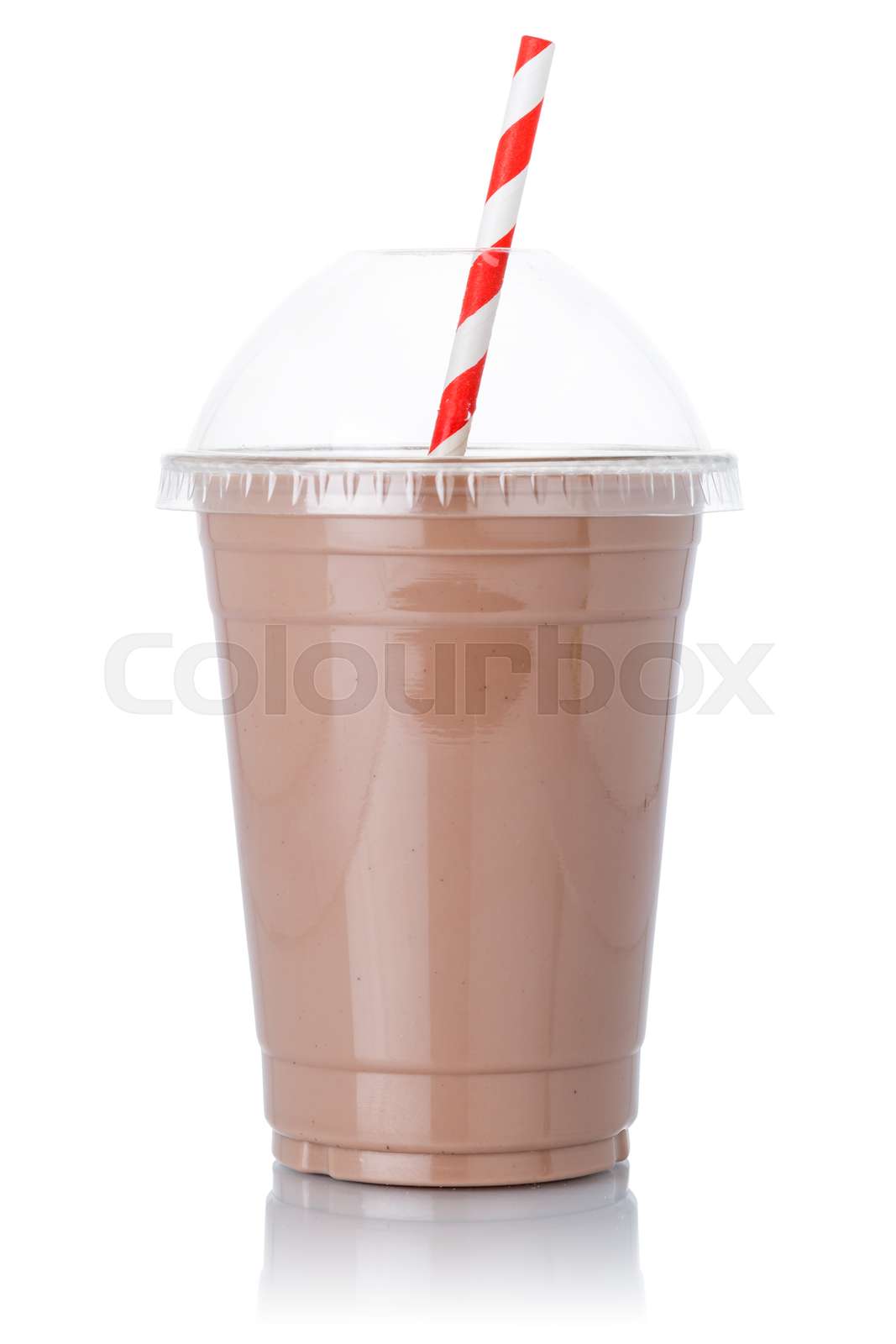 Chocolate milk shake milkshake straw in a cup isolated on white Stock