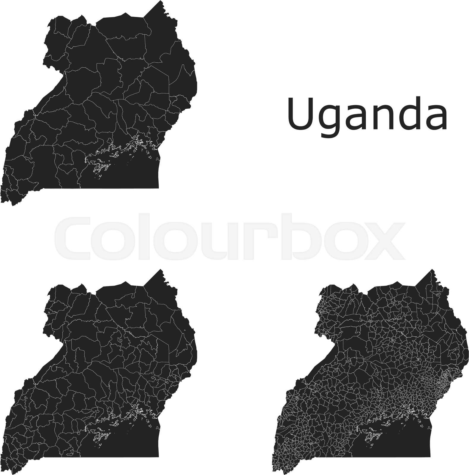 Uganda map with regional division Stock vector Colourbox