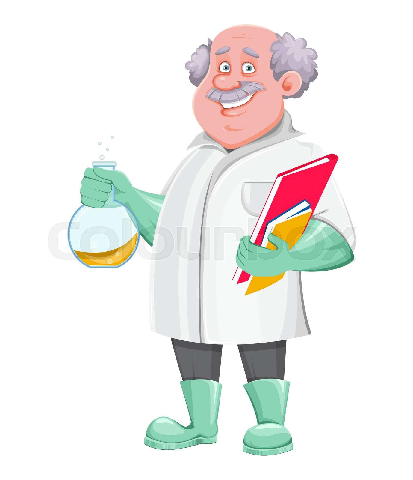Professor cartoon character holding laboratory flask | Stock vector ...