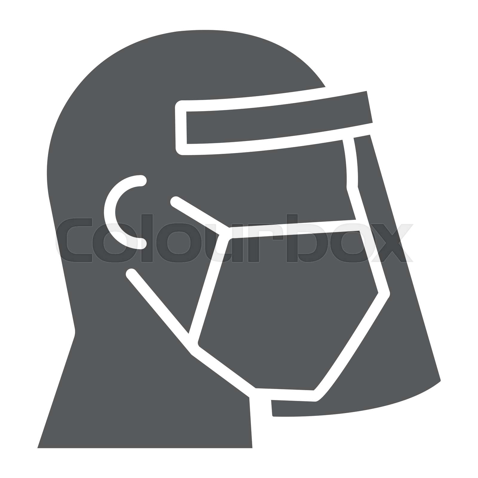 Face shield mask glyph icon, covid19 and protection, man in face