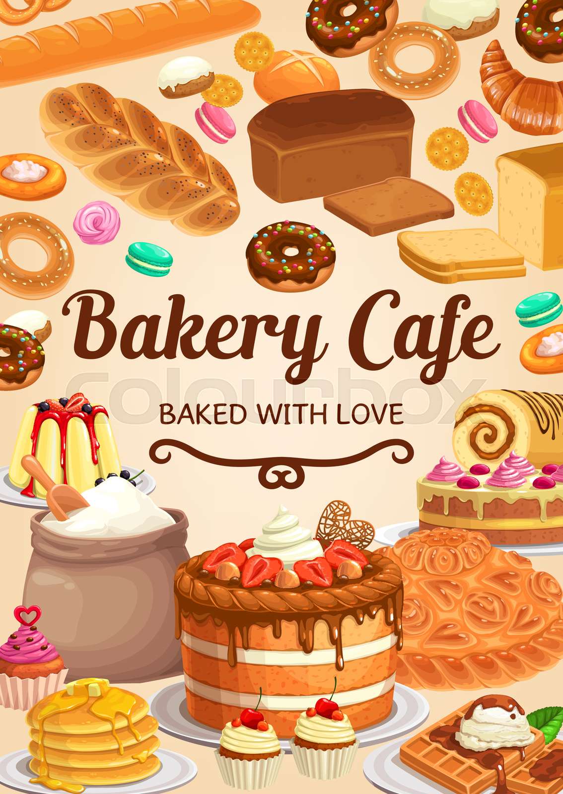 Bakery Bread Or Pastry Desserts Vector Poster Stock Vector Colourbox Bakery Bread Or Pastry Desserts Vector Poster Stock Vector Colourbox