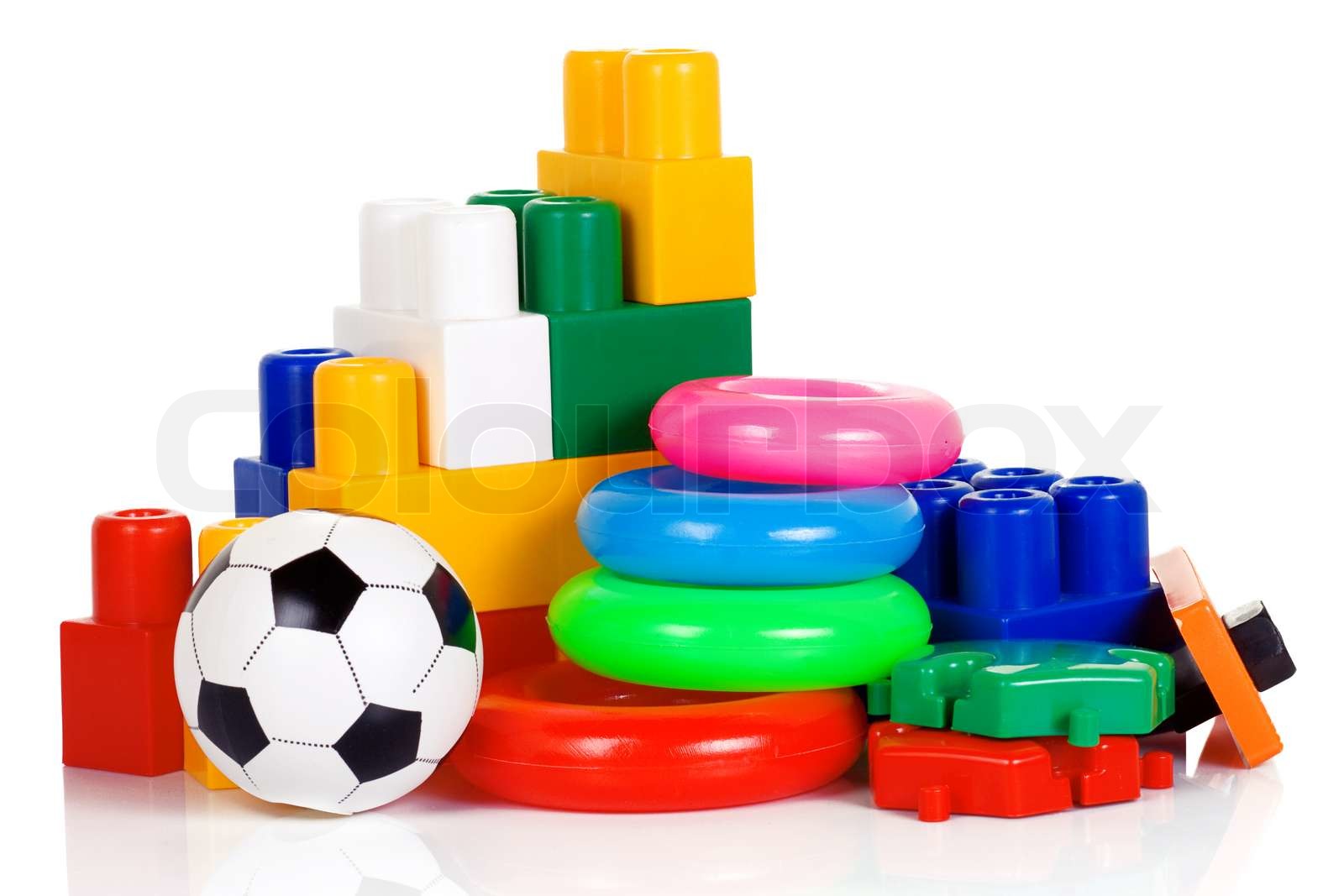 colorful plastic toys isolated on white | Stock image | Colourbox