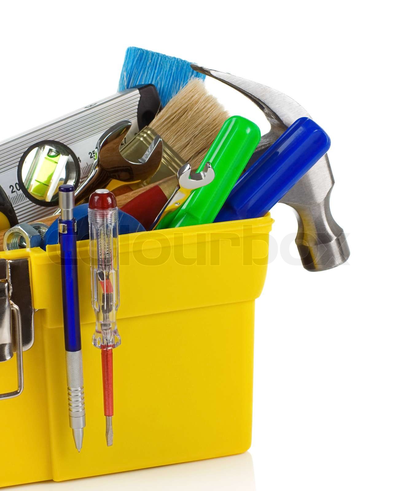 Werkzeuge und Instrumente in Kunststoffbox | Stock Bild | Colourbox