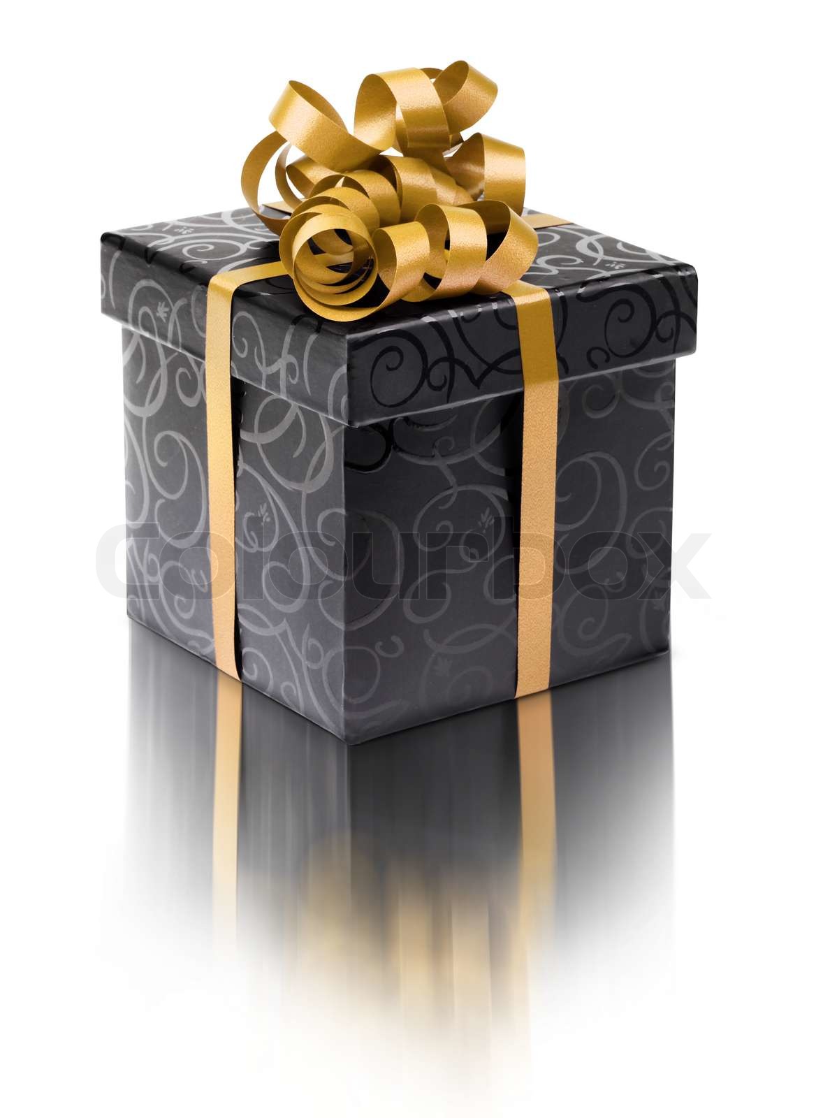 Stylish black present box | Stock image | Colourbox