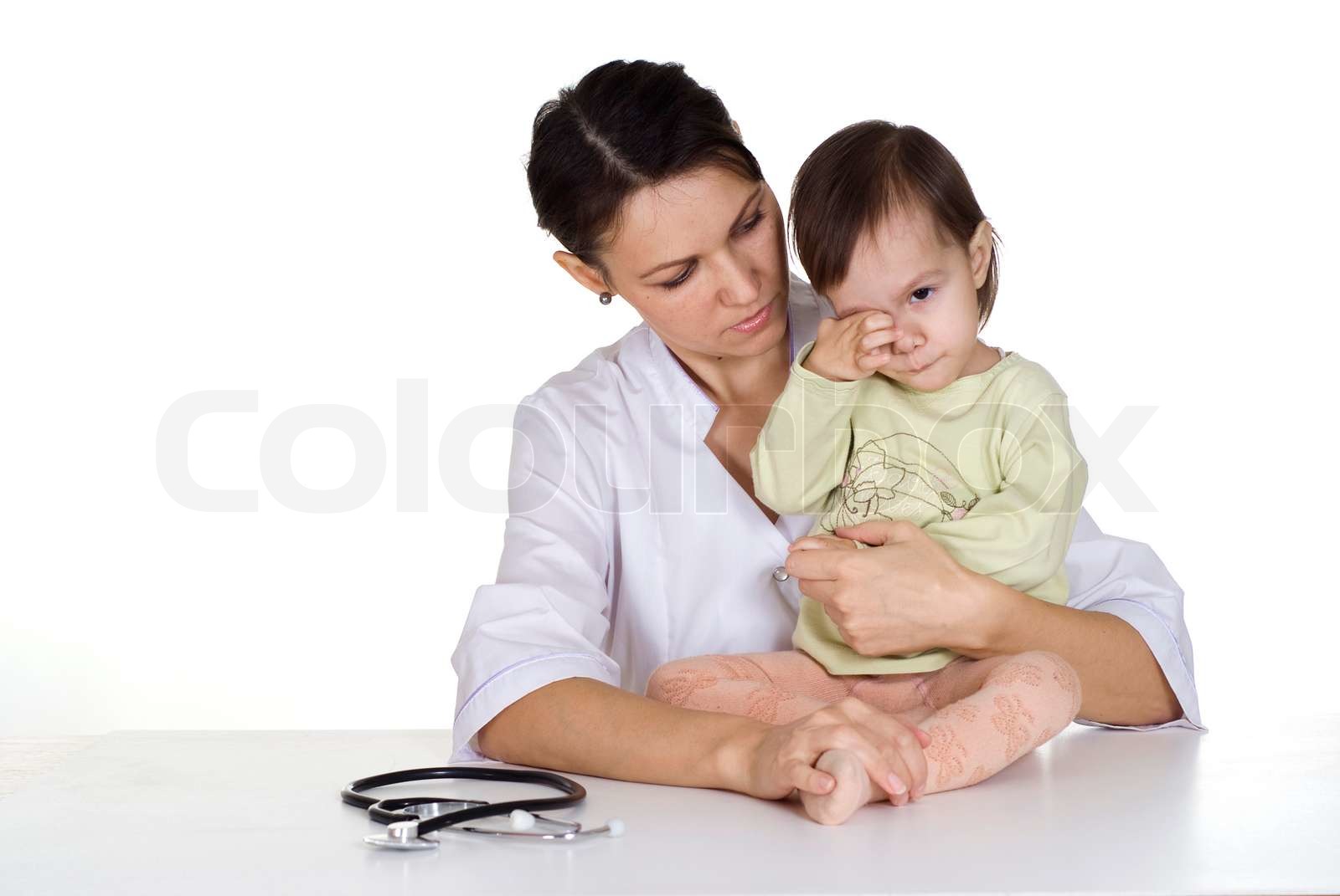 Physician With A Crying Baby Stock Image Colourbox