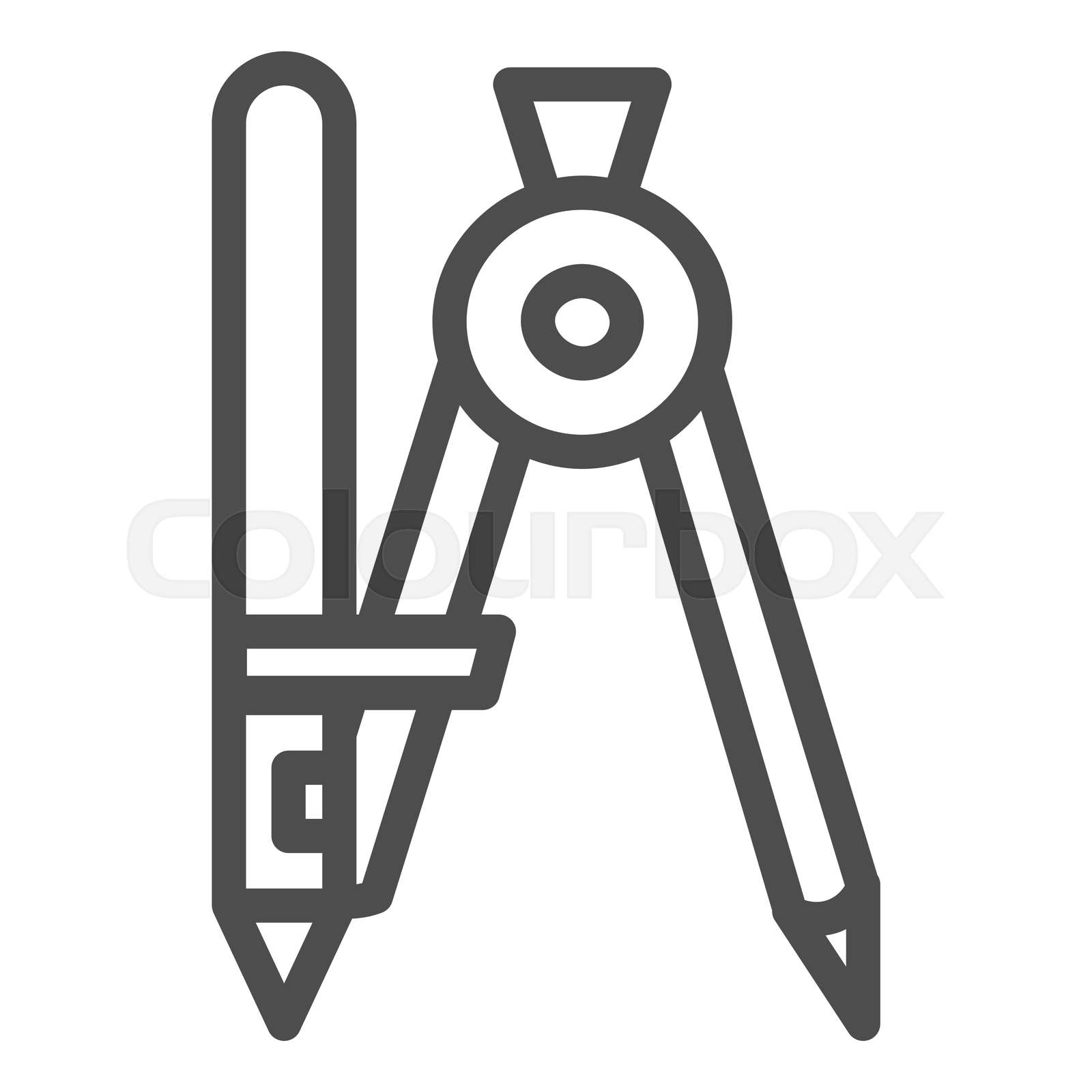 Drawing compass line icon, school or engineering stationery concept