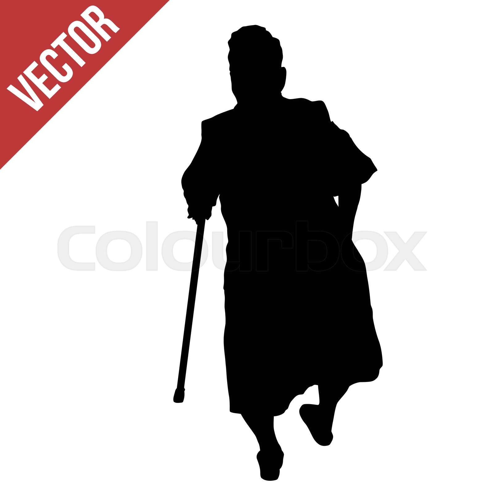 Elderly woman with cane | Stock vector | Colourbox